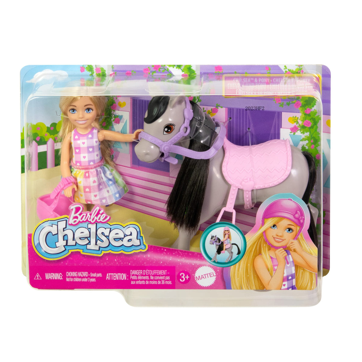 Barbie Chelsea Coffret Poupée et Poney, Casque, Genoux Pliables