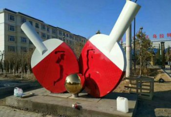 球拍雕塑廠家，烤漆工藝擺件，不銹鋼公園雕塑