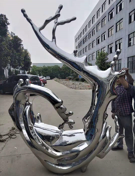 浪花雕塑廠家，鏡面工藝制作，不銹鋼浪花雕塑價格
