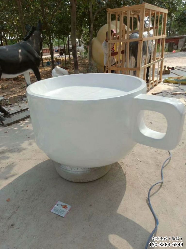 店門口杯子雕塑 創(chuàng)意茶道雕塑 仿真擺件