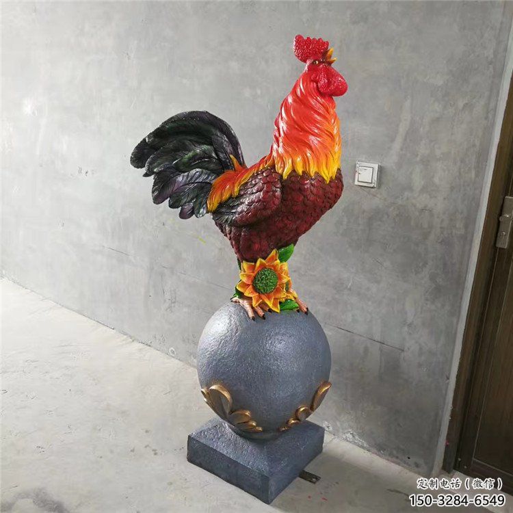 玻璃鋼城市公雞雕塑廠家 風景區彩繪雕塑 抽象擺件