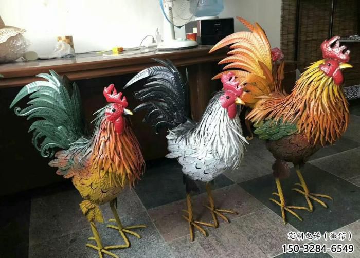 玻璃鋼田間公雞雕塑廠家 彩繪仿真雕塑 園林擺件