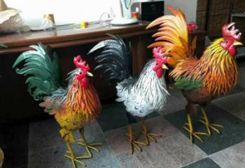 園林玻璃鋼公雞雕塑廠家 田間彩繪雕塑 仿真擺件