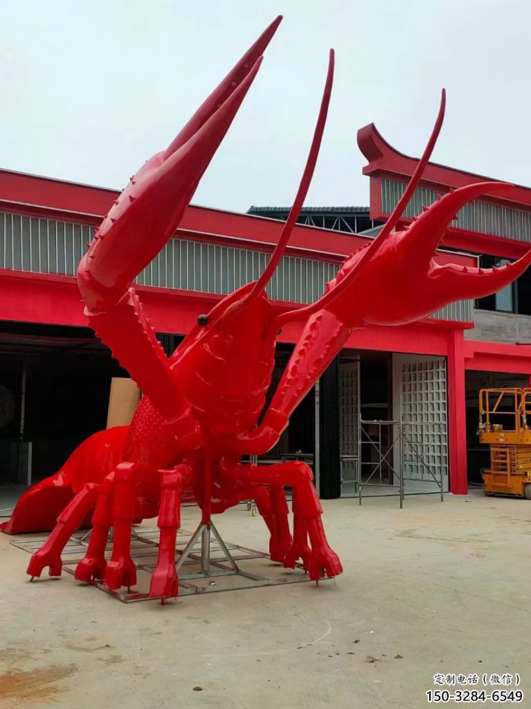 田間龍蝦雕塑 彩繪仿真雕塑 園林擺件