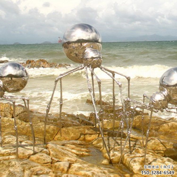 不銹鋼園林蜘蛛雕塑 田間彩繪雕塑 仿真擺件