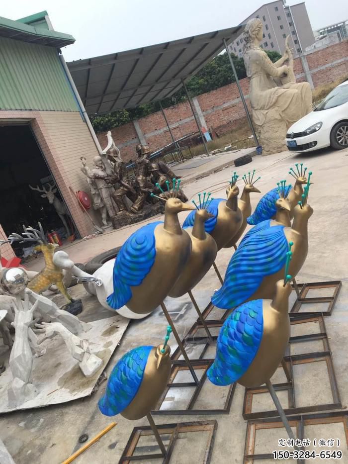 風景區玻璃鋼孔雀雕塑 售樓處廣場雕塑 仿古擺件