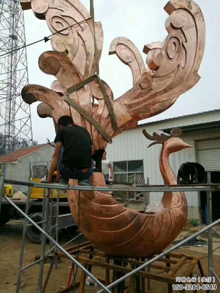 商業街鳳凰銅雕塑廠家 售樓處雕塑 動物擺件