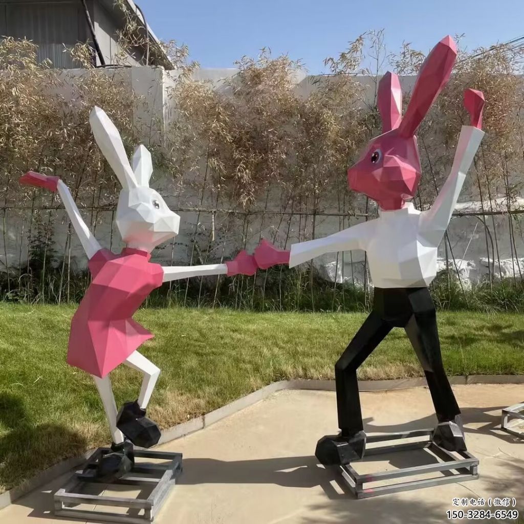 商業(yè)街玻璃鋼兔子雕塑 售樓處雕塑 動物擺件