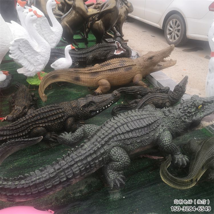 風(fēng)景區(qū)玻璃鋼鱷魚雕塑 售樓處廣場雕塑 仿古擺件