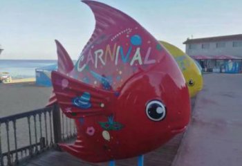 玻璃鋼彩繪金魚雕塑 仿真海洋生物雕塑 步行街擺件