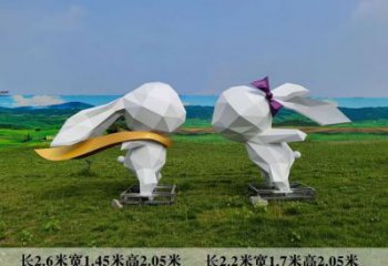 園林不銹鋼兔子雕塑 城市廣場雕塑 步行街擺件