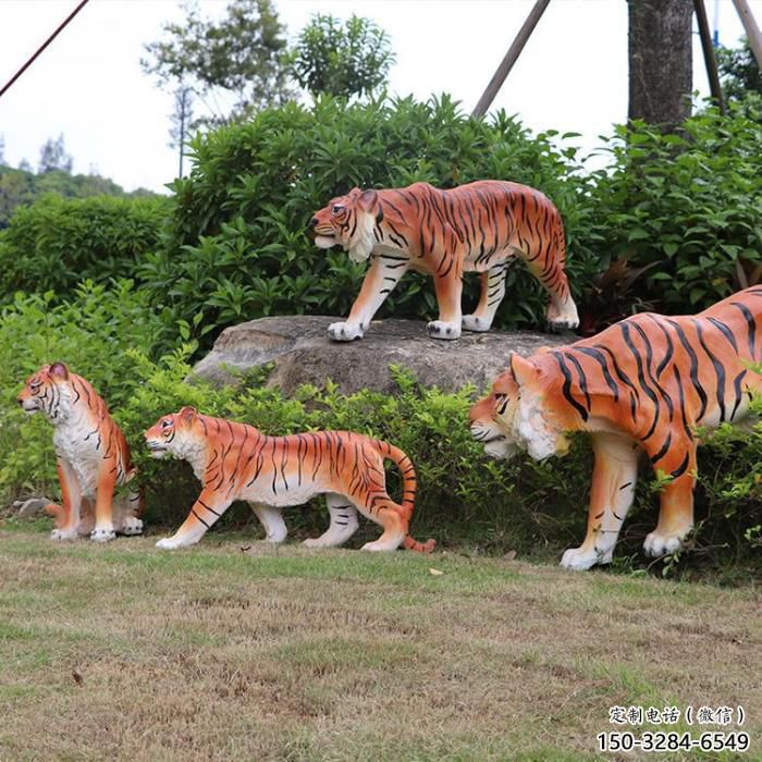 公園玻璃鋼老虎雕塑 酒店門(mén)口雕塑 彩繪擺件
