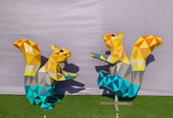不銹鋼公園松鼠雕塑 酒店門口雕塑 彩繪擺件