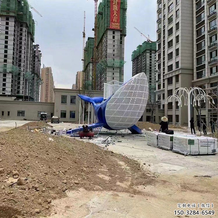 鯨魚雕塑廠家，烤漆彩繪工藝，公園廣場景觀擺件 (1)
