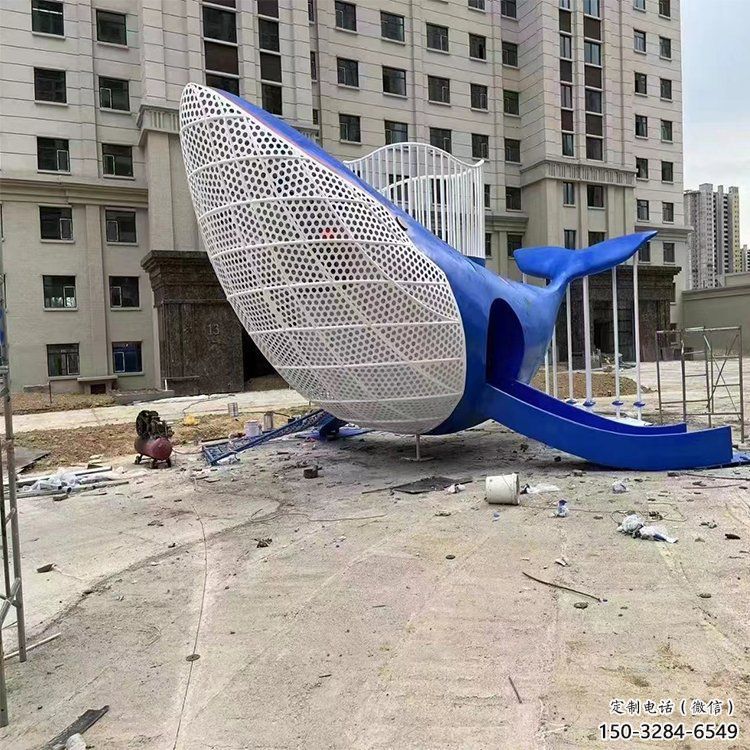 鯨魚雕塑廠家，烤漆彩繪工藝，公園廣場景觀擺件 (4)