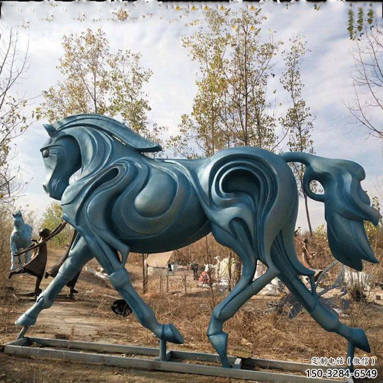 大型不銹鋼駿馬雕塑 商業(yè)街廣場雕塑 古銅色擺件