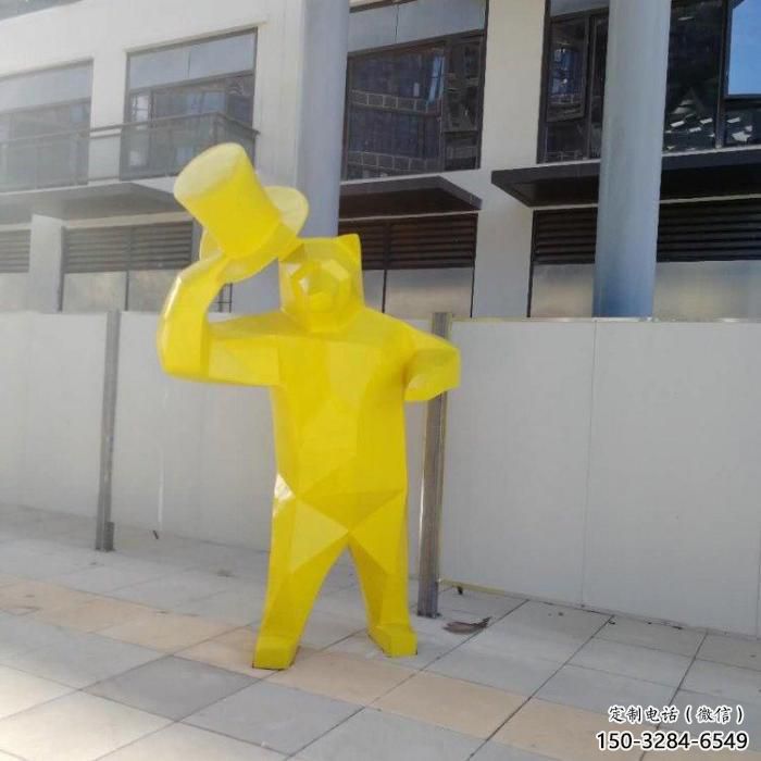 不銹鋼大熊雕塑，公園廣場雕塑，仿真彩繪工藝 (2)