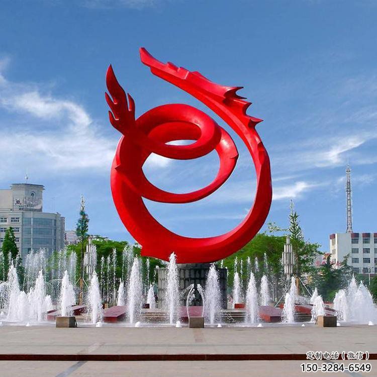 不銹鋼龍形雕塑，大型動(dòng)物景觀，烤漆工藝制作 (4)