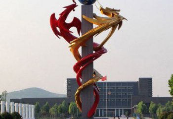 不銹鋼龍形雕塑，大型動物景觀，烤漆工藝制作 (5)