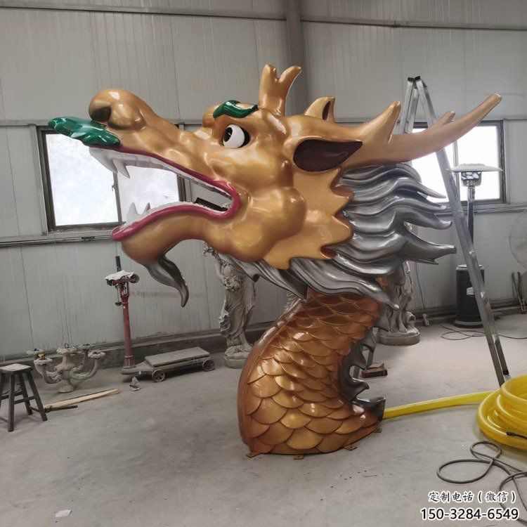 抽象龍頭雕塑，黃銅材質(zhì)，公園園林?jǐn)[件