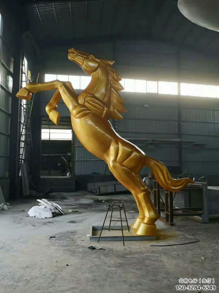 大型奔馬雕塑，城市街頭擺件，不銹鋼動物小品