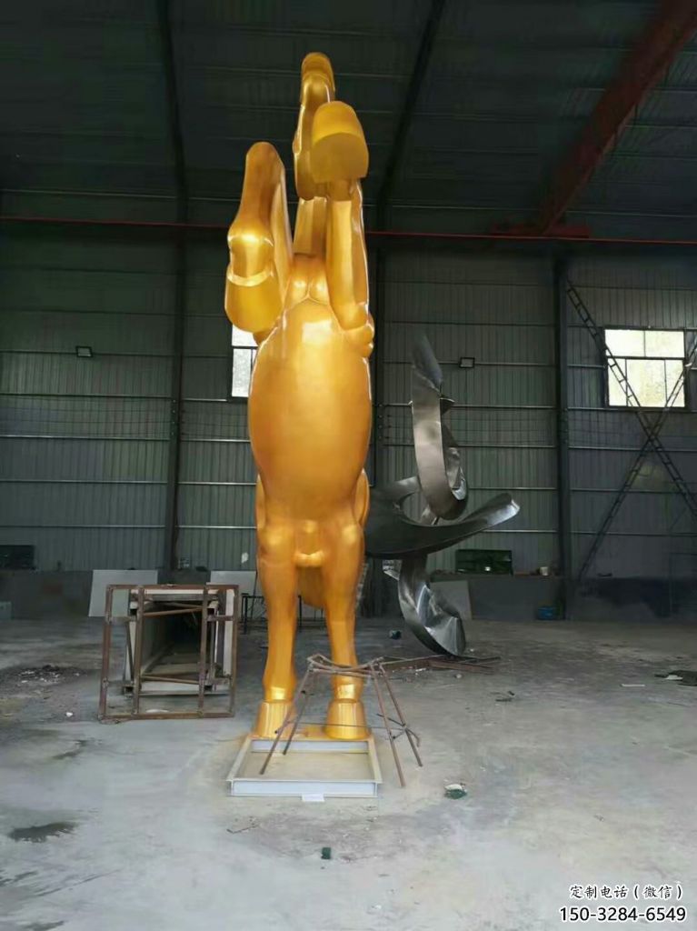 公園奔馬雕塑，城市街頭擺件，不銹鋼動(dòng)物小品