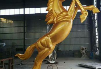 仿真奔馬雕塑，城市街頭擺件，不銹鋼動物小品