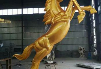 烤漆仿真奔馬雕塑，城市街頭擺件，不銹鋼動物小品