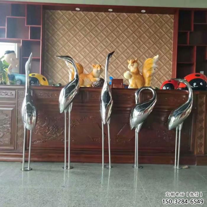 大型不銹鋼丹頂鶴雕塑 步行街宣傳雕塑 仿真擺件