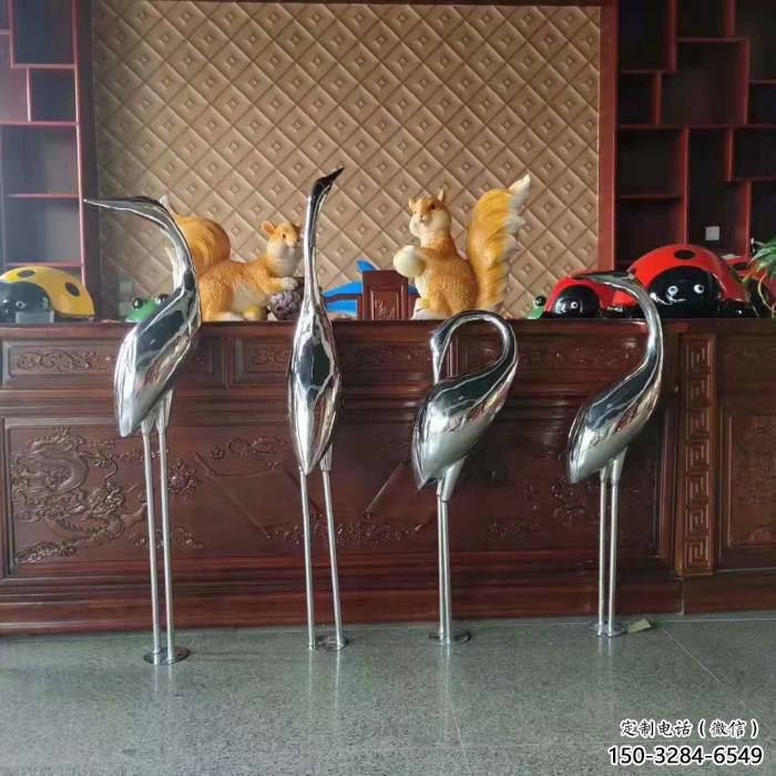 不銹鋼仿真丹頂鶴雕塑 酒店公園雕塑 風景區擺件