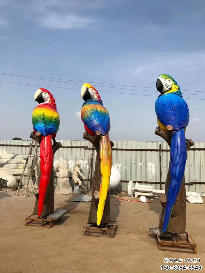 常用鸚鵡雕塑，鳥禽擺件，彩繪仿真工藝