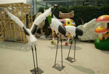 彩繪丹頂鶴雕塑 仿真動物雕塑 步行街?jǐn)[件