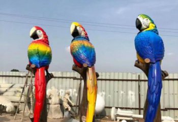 酒店玻璃鋼鸚鵡雕塑 庭院仿真雕塑 彩繪小品