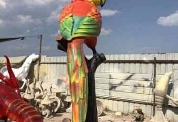 園林不銹鋼鸚鵡雕塑 田間彩繪雕塑 仿真擺件