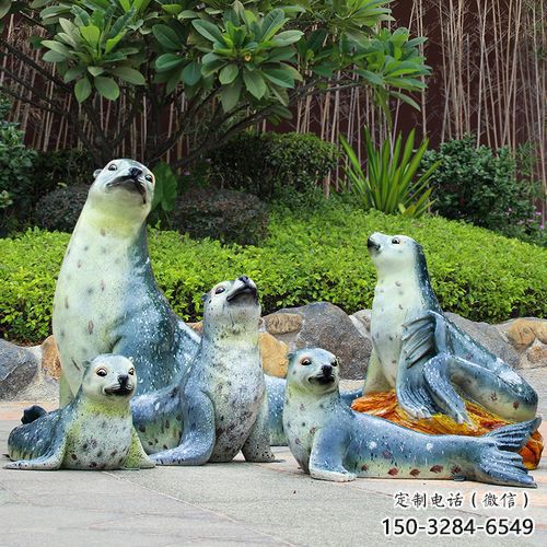 抽象海豹雕塑 店門口彩繪雕塑 步行街擺件