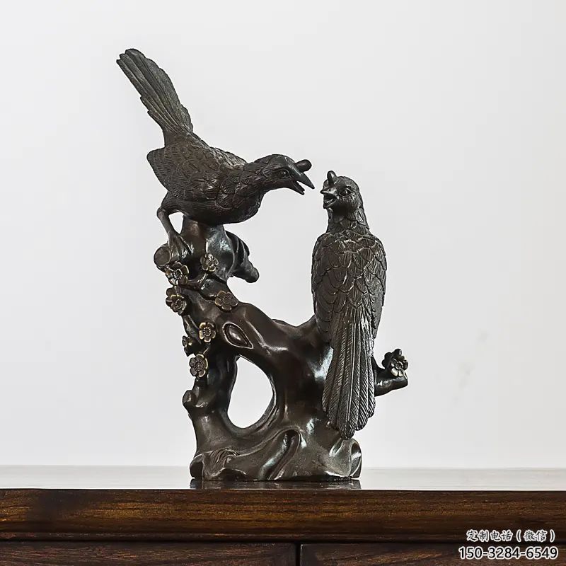 鑄銅水景喜鵲雕塑 風景區幾何雕塑 廣場小品