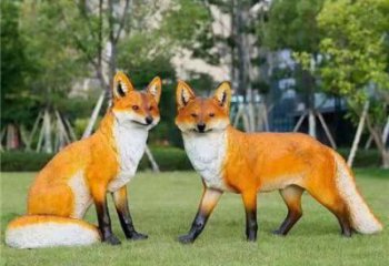 抽象狐貍雕塑廠家 店門口彩繪雕塑 步行街擺件