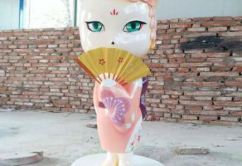 抽象狐貍雕塑 店門口彩繪雕塑 步行街?jǐn)[件