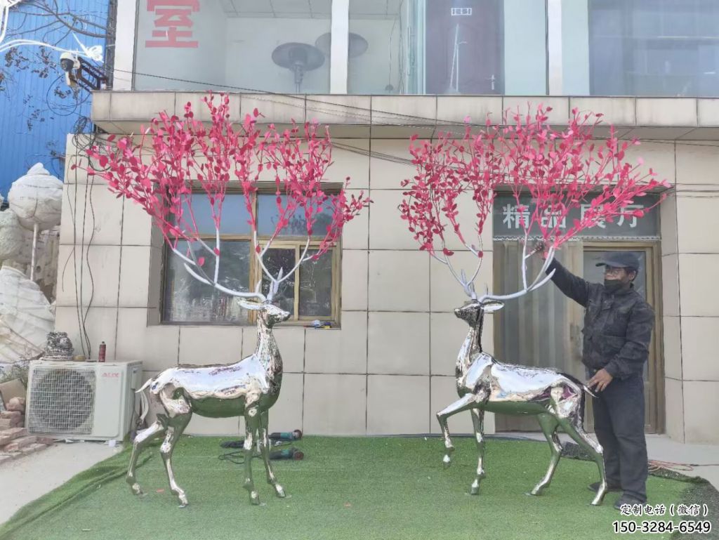 不銹鋼鏤空麋鹿雕塑 廣場近代雕塑 門口小品