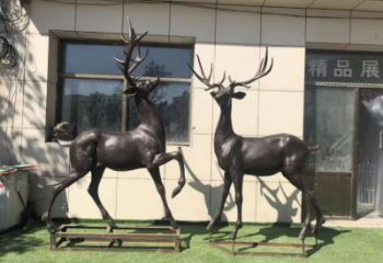 鑄銅大型麋鹿雕塑 門口創(chuàng)意雕塑 售樓處小品