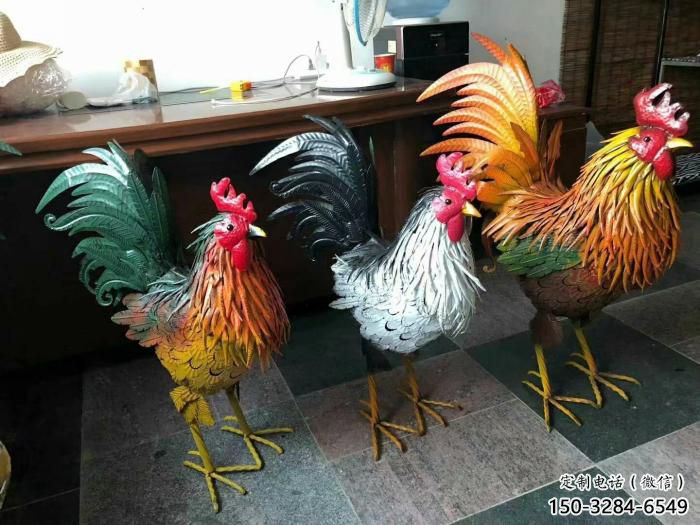 室內小雞雕塑，動物小品，鐵藝工藝