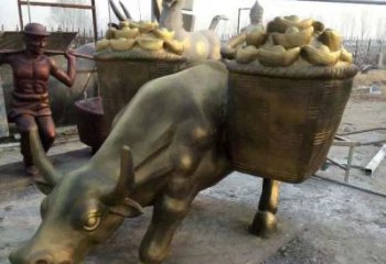 小區小牛雕塑，抽象主題，鑄銅工藝