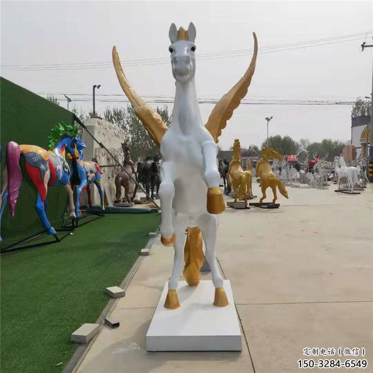 公園天馬雕塑，廣場園林主題，仿古工藝