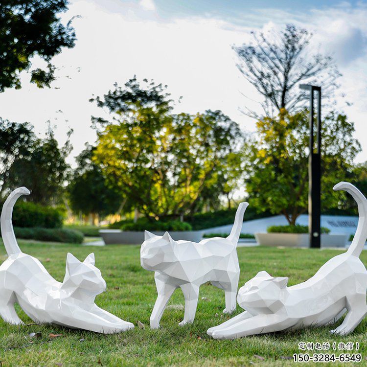 操場小貓咪雕塑，公園主題，幾何工藝