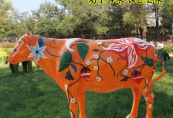 酒店小牛雕塑，仿真主題，網格工藝