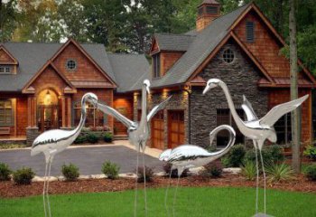 園林白鶴雕塑 城市廣場雕塑 步行街擺件