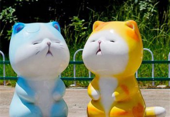 農(nóng)村貓咪雕塑，鏤空海洋雕塑，抽象效果