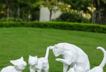 室內(nèi)貓咪雕塑，拉絲海洋雕塑，抽象效果