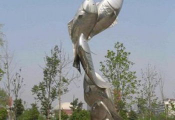 景區魚形雕塑，鍍金歐式雕塑，鐵藝材質