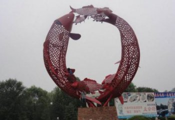 校園魚形雕塑，拉絲海洋雕塑，卡通主題